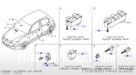 Portierschakelaar achter Nissan 25360-4M400 CA33/ K12/ N16/ P12/ T30/ V10