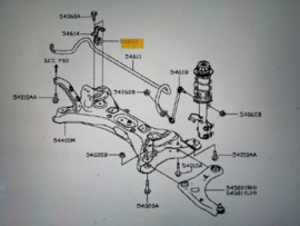 Stabilisatorstangrubber vooras Nissan Note E12 54613-3VA0B Origineel.