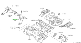 Montagesteun achterbank links Nissan Primera P12 Wagon 74521-AV710 Gebruikt