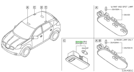 Interieurlamp rechtsachter Nissan Qashqai J10/ JJ10 26460-JD00C Origineel.