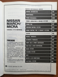 Service manual '' Model K10 series '' Supplement-II Nissan Micra K10 SM5E-K10SG0