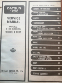 Service manual '' Model B110 series chassis and body '' Datsun Sunny B110 SM0E-B110G0