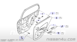 Pad-rear door armrest, left-hand Nissan Almera N16 82961-BN712