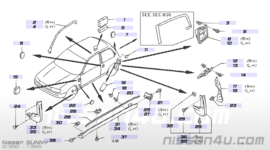 Spatlap rechtsachter Nissan Sunny N14 78812-50C26 Origineel.