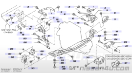 Zijrubber motorsteun Nissan 11215-50Y10 B13/ N14/ N15/ Y10 Type 3 Gebruikt