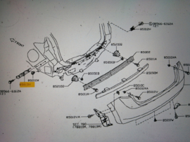 Montagesteun achterbumper links Nissan Note E12 85221-3VU0A Origineel.