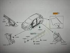 Protector-rear side, left-hand Nissan Leaf ZE1 78877-5SK0A Original.