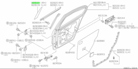 Tape achterportier buitenzijde rechtsachter Nissan Primera P11/ WP11 82812-2F000 Origineel.