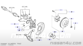 Vooraswielnaaf Nissan 40202-BU000 P12/ V10 Origineel.