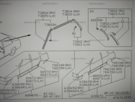Moulding-roof drip, rear left-hand Nissan Sunny B11 76819-36A00 2-doors sedan. Original.