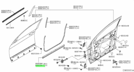 Seal-front door parting, left-hand Nissan Qashqai J10/ JJ10 80839-JD00B Original.