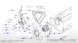Waterpomp Nissan TD23/ TD25 21010-02N26 D21/ E24 Gebruikt.