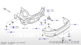 Bevestigingsclip achterbumper Nissan Almera N16 85284-BN700