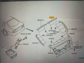 Afdekkapachterklep boven rechts Nissan Primera P11 hatchback 90900-9F610 Gebruikt.
