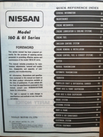 Service manual '' Model 160 & 61 series '' SM4E-0160G0 Nissan Patrol 160/ 61 Gebruikt.
