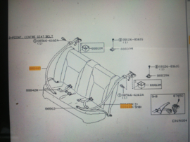 Belt rear seat tongue Nissan Primera P11 hatchback 88844-9F600 Used part.