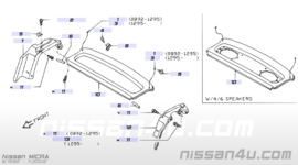 Hoedenplankpaneel Nissan Micra K11. Rechts. 79911-4F100