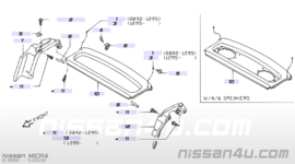 Finisher-rear parcel shelf, side right-hand Nissan Micra K11 79911-6F602 Used part.