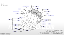 Achterbankzitting Nissan Micra K10 88300-22B70 Gebruikt.