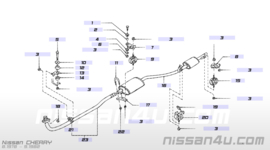 Achterdemper Nissan Cherry N10 20100-M7782 Nieuw.