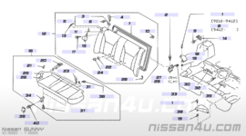 Afdekkap montagebout achterbank Nissan 88327-51C00 N14/ N15