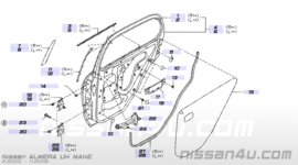 Sierlijst buitenzijde achterportier links Nissan Almera N16 82821-4M500