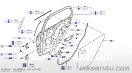 Portierraamgeleider linksvoor Nissan Sunny N14 80821-50C00