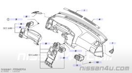 Kachelventilatierooster midden-links Nissan Primera P11 / WP11 68751-9F600