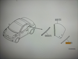 Moulding-side window, left-hand Nissan Micra CK12 76835-BC000 Original.