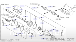 Aandrijfas rechts QG18DE Nissan Almera Tino V10 39100-4U010