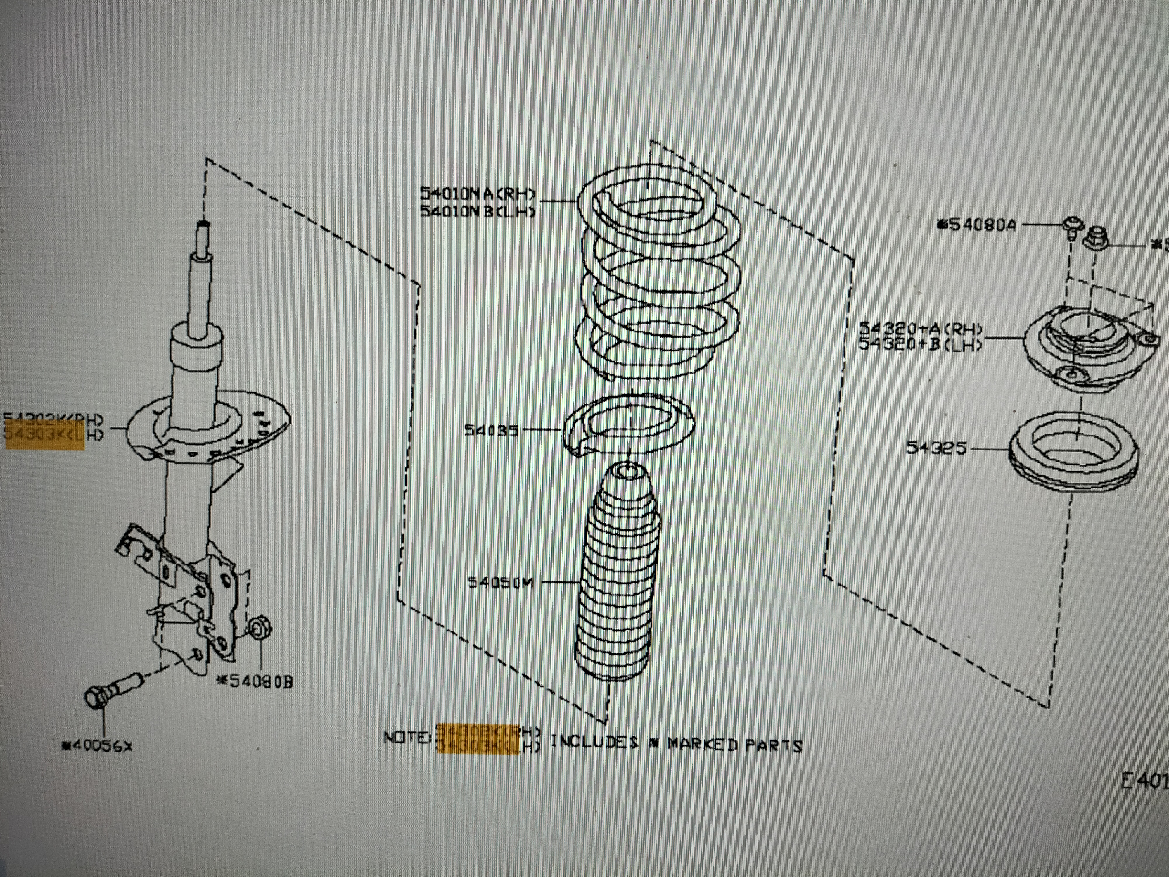 Schokdemper linksvoor Nissan Qashqai J10 E4303-JD04A Origineel.
