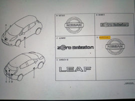 Achterklepembleem Nissan Leaf ZE0 90890-3NA0A Origineel.