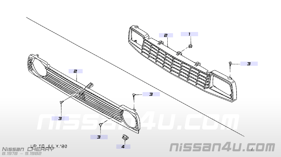 Grille Nissan Cherry N10 62312-M7910 Gebruikt, lichte schade.