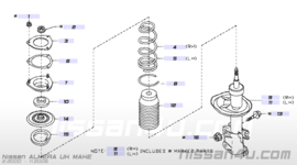 Veerpoot rechtsvoor wit/groen Nissan Almera N16 54302-BN425 + 54010-BM420