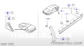 Sierstrip zijruit links Nissan 100NX B13 83821-61Y00 Origineel.