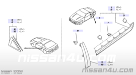 Sierstrip zijruit rechts Nissan 100NX B13 83820-61Y00 Origineel.