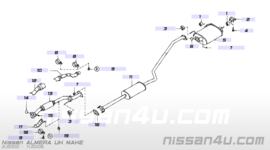 Muffler exhaust, sub Nissan Almera N16 QG15DE 20300-BM500 Used part.
