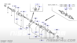 Aandrijfas links Nissan Micra K10 39101-01B05