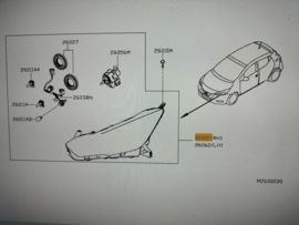 Koplamp rechts Nissan Micra K14 26010-5FA0B Origineel.