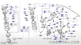 Schokdemper rechtsvoor Nissan Bluebird 54302-D4127 T12/ T72