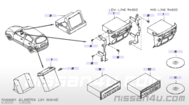 Autoradiocassette Nissan Almera N16 28113-BN314 Gebruikt.