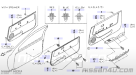 Deurgreep binnenzijde portier rechts Nissan Micra K11 80940-4F300