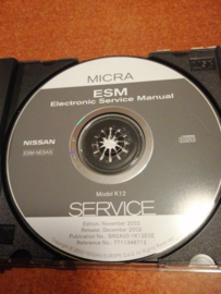 Electronic Service manual '' Model K12 series '' Nissan Micra K12 SM2A00-1K12E0E Gebruikt.