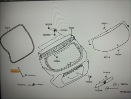 Gasveer achterklep Nissan Micra K14 90450-5FA1A Gebruikt.