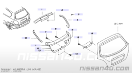 Bevestigingsclip achterkleppaneel / kofferbakbekleding Nissan Almera N16 h.b. 01553-10461