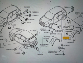 Spatbordverbreder rechtsachter Nissan Qashqai J11 93828-4EA0A Gebruikt.