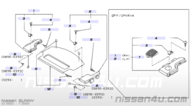 Hoedenplankpaneel Nissan Sunny N14. Links. 79912-50C00
