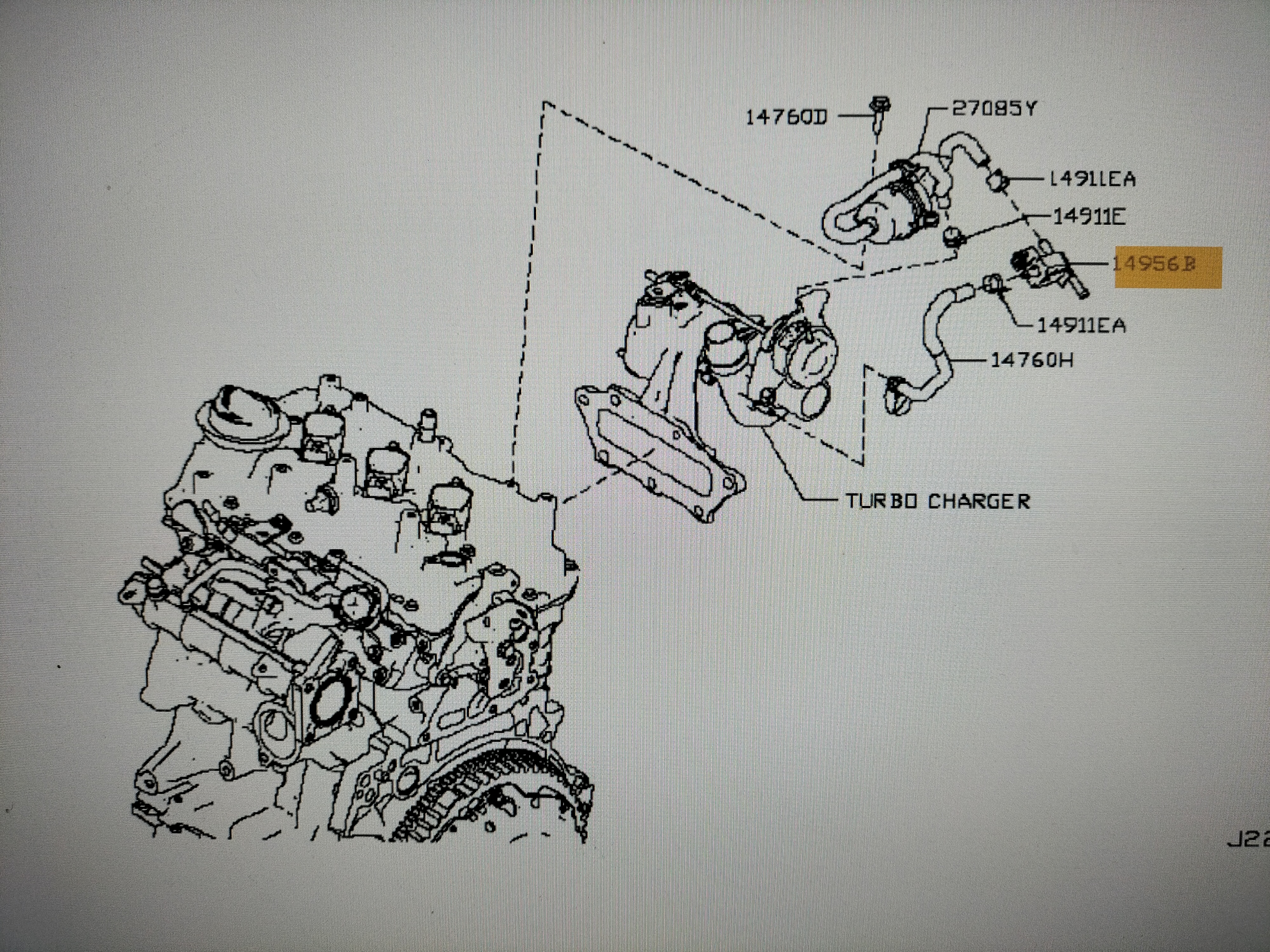 Vacuümslang HR09DET Nissan Micra K14 22320-00Q1D Gebruikt.