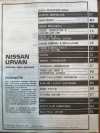 Service manual '' Model E24 series Supplement-V '' Nissan Urvan E24 SM4E-E24SG0