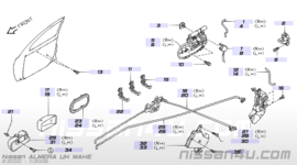 Afdekkap binnenkant handgreep links Nissan Almera N16 80685-BN820